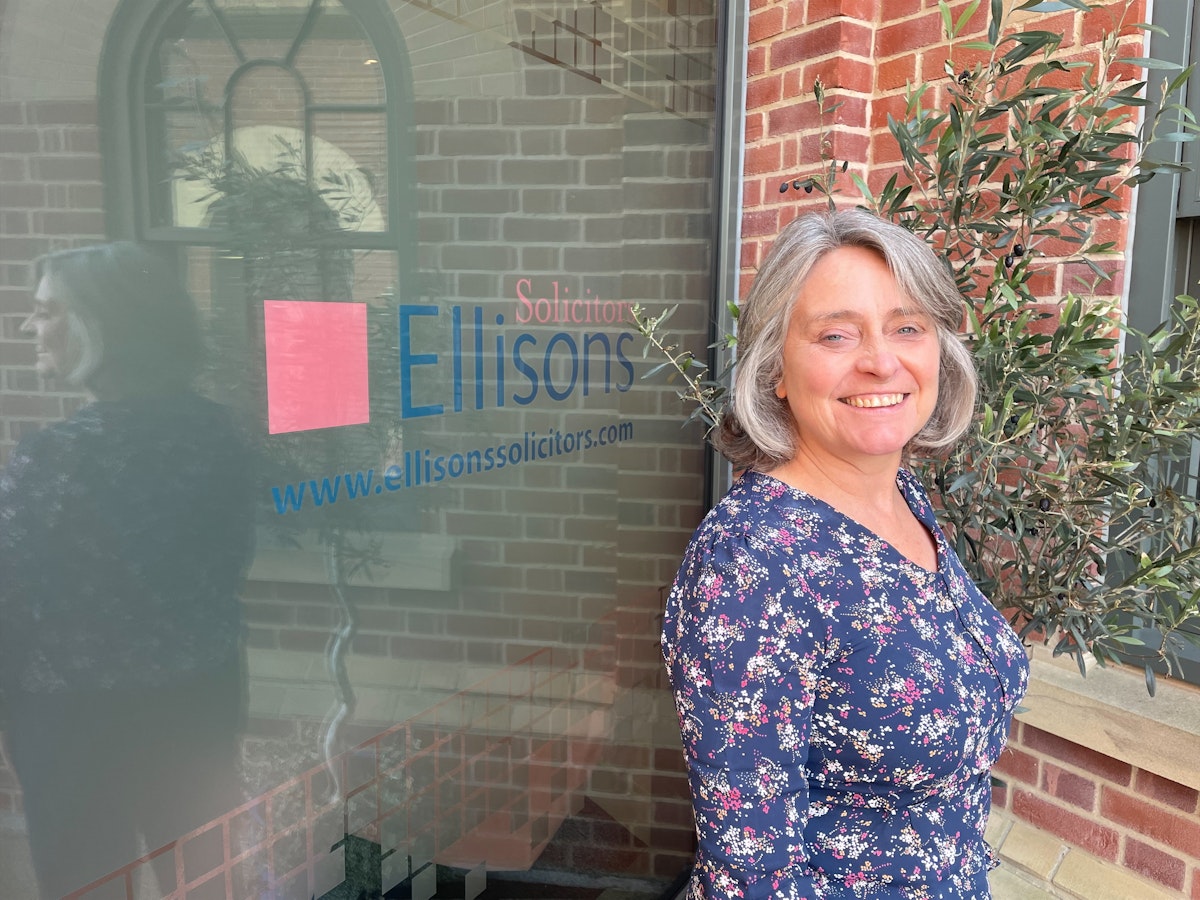 Sally Ward standing outside the Ellisons office